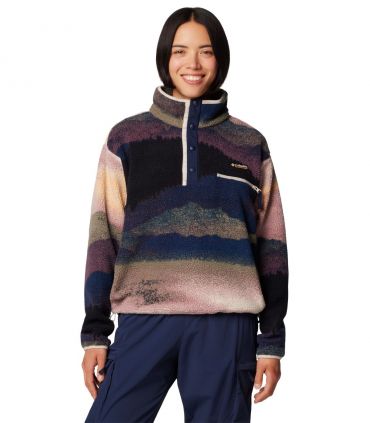 Sudadera Columbia Helvetia II Printed Cropped Half Snap Mujer Collegiate Navy Dolomites