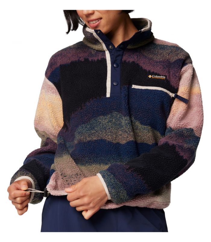 Compra online Sudadera Columbia Helvetia II Printed Cropped Half Snap Mujer Collegiate Navy Dolomites en oferta al mejor precio