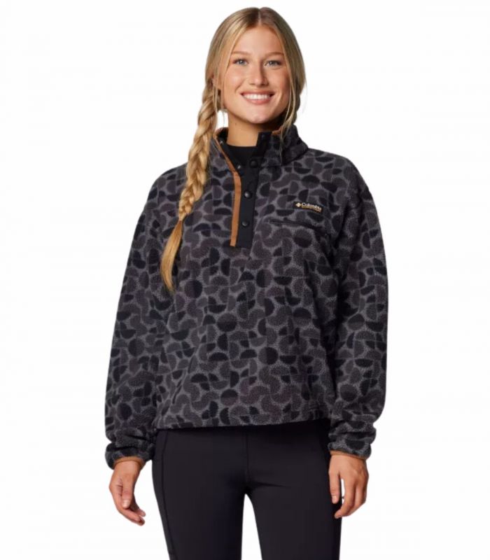 Compra online Sudadera Columbia Helvetia II Printed Cropped Half Snap Mujer Black Retroscape en oferta al mejor precio