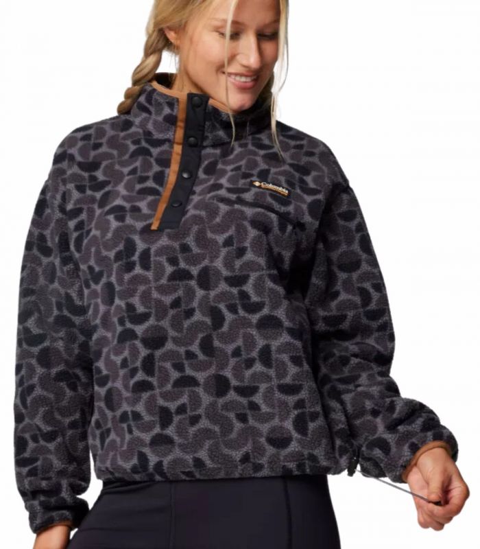 Compra online Sudadera Columbia Helvetia II Printed Cropped Half Snap Mujer Black Retroscape en oferta al mejor precio