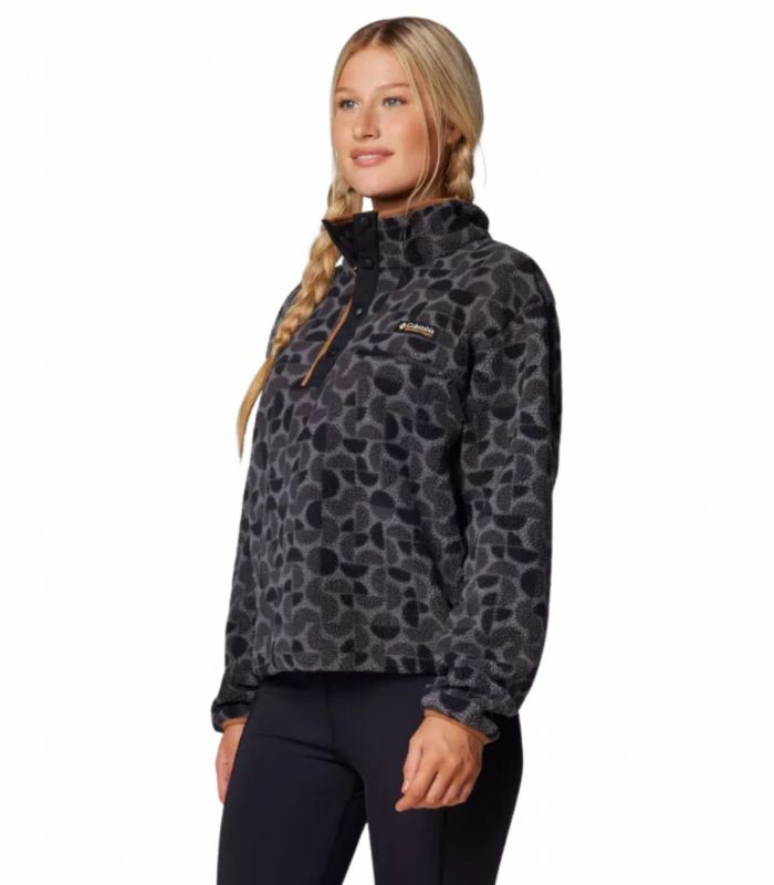 Compra online Sudadera Columbia Helvetia II Printed Cropped Half Snap Mujer Black Retroscape en oferta al mejor precio