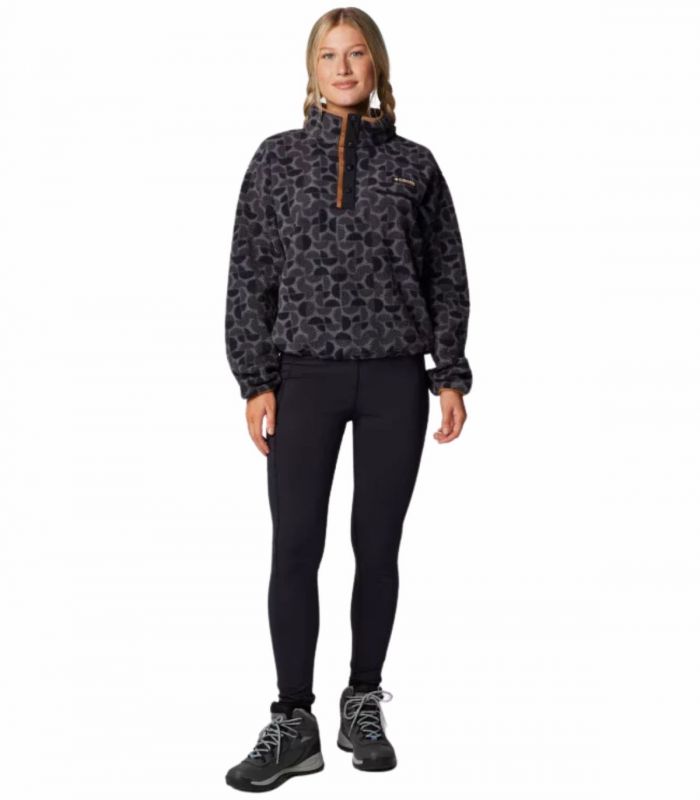 Compra online Sudadera Columbia Helvetia II Printed Cropped Half Snap Mujer Black Retroscape en oferta al mejor precio